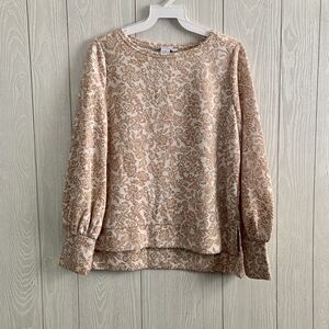 Ophelia Roe Tan Puff Sleeve Top Small